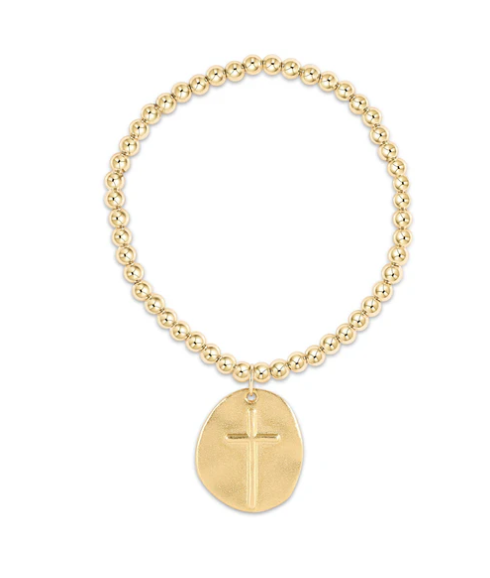 Classic Gold 2 mm Bead Bracelet- Inspire Small Gold Charm / Enewton