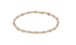 Enewton Gemstone Gold Sincerity Pattern 3mm Bead Bracelet - Pink Opal