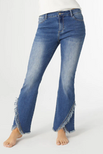 Load image into Gallery viewer, EverStretch Flare with Crossover Fringe Bottom Jeans