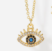 Load image into Gallery viewer, Gold Evil Eye Charm Necklace