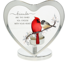 Load image into Gallery viewer, Family You Choose 5" Glass Heart Tea Light Candle Holder