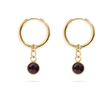 Load image into Gallery viewer, 18KT Gold PVD Birthstone Huggie Earrings