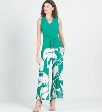 Load image into Gallery viewer, Clara Sunwoo Front Slit Ankle Petal Pants - Floral Branch in Green/Ivory - size 16 only