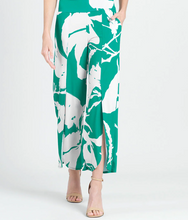 Load image into Gallery viewer, Clara Sunwoo Front Slit Ankle Petal Pants - Floral Branch in Green/Ivory - size 16 only