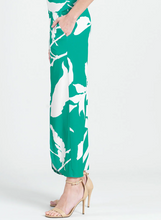 Load image into Gallery viewer, Clara Sunwoo Front Slit Ankle Petal Pants - Floral Branch in Green/Ivory - size 16 only