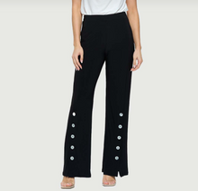 Load image into Gallery viewer, Front Slit Pants with Button Detail - Black
