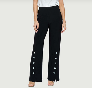 Front Slit Pants with Button Detail - Black