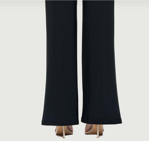Front Slit Pants with Button Detail - Black