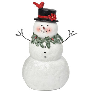 Frosty Snowman with Cardinal Figurine