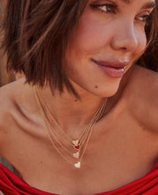 Load image into Gallery viewer, Kendra Scott Gold Framed Ari Heart Necklace In Light Pink Drusy