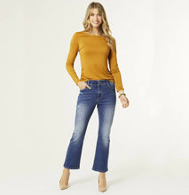 Load image into Gallery viewer, Bootcut Ankle Denim Jeans with Distressing