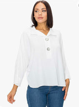 Load image into Gallery viewer, Collard Dolman Sleeve Top with Rounded Hem - White
