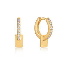 Load image into Gallery viewer, Glam Pendant Gold Huggie Hoops