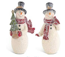 Load image into Gallery viewer, Vintage Glittered Snowmen Ornaments