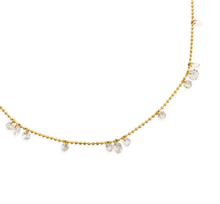 Load image into Gallery viewer, Gold Ball Chain Necklace with CZ Charms - Water resistant