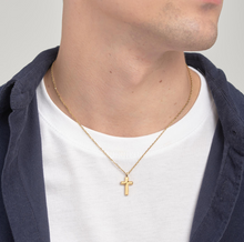 Load image into Gallery viewer, Men's Stainless Steel Gold Cross Pendant Necklace by Brosway