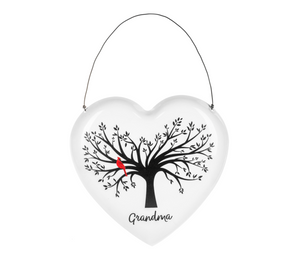 Grandma Cardinal Memorial Heart Ornament