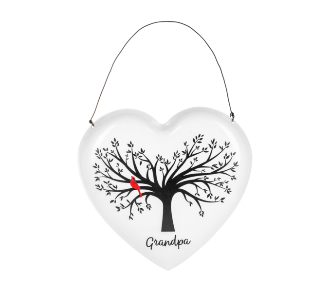 Grandpa Cardinal Memorial Heart Ornament