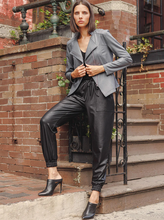 Load image into Gallery viewer, Charcoal Liquid Leather Jacket by Clara Sunwoo