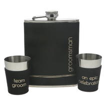Load image into Gallery viewer, Groomsman One 8 oz Flask and 1.5 oz Shot Glasses