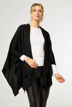 Load image into Gallery viewer, Hooded Kiara Lightweight Wrap/Shawl Black