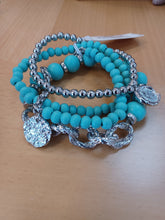 Load image into Gallery viewer, Beaded and Metal Stacking Bracelet Set