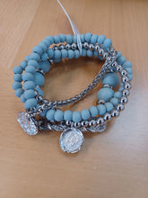 Load image into Gallery viewer, Beaded and Metal Stacking Bracelet Set
