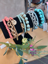 Load image into Gallery viewer, Beaded and Metal Stacking Bracelet Set