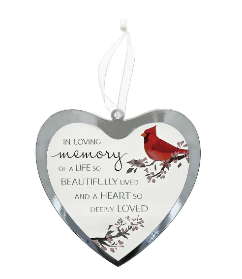In Loving Memory Of A Life So Beautifully Lived And A Heart So Deeply Loved Mirrored Glass Ornament