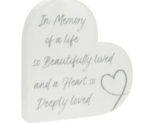 Load image into Gallery viewer, In Memory 5" Ceramic Heart Plaque