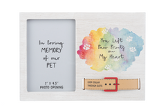 Load image into Gallery viewer, Pet Remembrance Frame with Collar Slot - Paw Prints or Rainbow Bridge