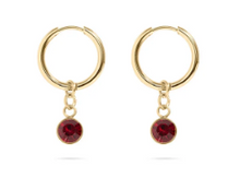 Load image into Gallery viewer, 18KT Gold PVD Birthstone Huggie Earrings