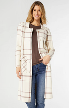 Load image into Gallery viewer, Juliana Soft Knit Long Plaid Cream Coat