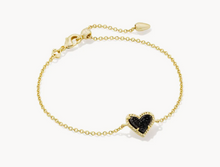 Load image into Gallery viewer, Kendra Scott Ari Heart Chain Bracelet Black Drusy Gold