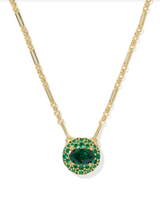 Load image into Gallery viewer, Kendra Scott Bella Short Pendant Necklace Gold Dark Green Crystal