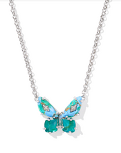 Load image into Gallery viewer, Kendra Scott Bianca Butterfly Pendant Necklace Bright Aqua