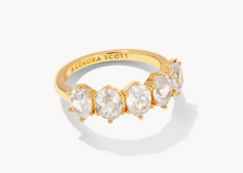 Load image into Gallery viewer, Kendra Scott Cailin Crystal Band Ring Gold Metal White CZ