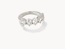 Load image into Gallery viewer, Kendra Scott Cailin Crystal Band Ring Rhodium Metal White CZ