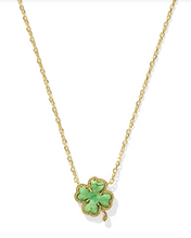 Load image into Gallery viewer, Kendra Scott Silver Clover Pendant Necklace Lime Green Magnesite