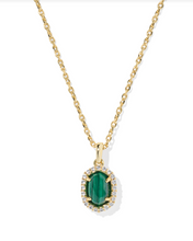 Load image into Gallery viewer, Kendra Scott Daphne Crystal Frame Pendant Necklace Gold Green Malachite