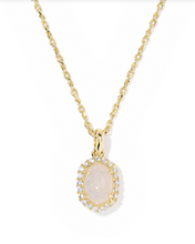 Load image into Gallery viewer, Kendra Scott Daphne Crystal Frame Pendant Necklace Gold Iridescent Drusy