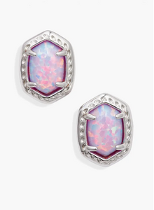 Kendra Scott Daphne Framed Stud Earrings Rhodium Lilac Opal