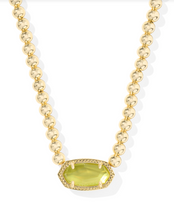 Load image into Gallery viewer, Kendra Scott Elisa Beaded Necklace Gold Chartreuse Green Mother of Pearl