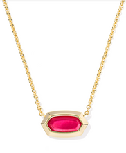 Load image into Gallery viewer, Kendra Scott Elisa Bezel Necklace Gold Carmine Red Illusion