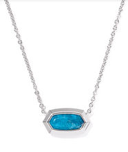 Load image into Gallery viewer, Kendra Scott Elisa Bezel Pendant Necklace Rhodium Indigo Magnesite