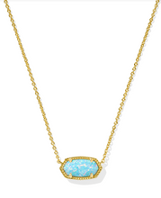 Load image into Gallery viewer, Kendra Scott Elisa Pendant Light Teal Kyocera Opal Gold