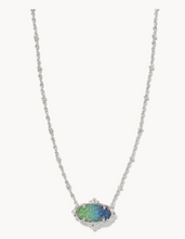 Load image into Gallery viewer, Kendra Scott Elisa Petal Framed Necklace in Aqua Ombre Drusy

