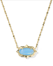 Load image into Gallery viewer, Kendra Scott Elisa Scallop Frame Necklace Sky Blue Iridescent Abalone