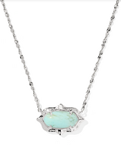 Load image into Gallery viewer, Kendra Scott Elisa Scallop Frame Pendant Necklace Sea Green