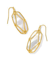 Load image into Gallery viewer, Kendra Scott Elle Lattice Frame Drop Earrings Gold Ivory Mother of Pearl
